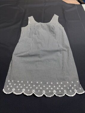 Amanda Smith Black and White Gingham Scalloped Hem Dress
